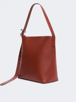 Leather S-buckle shopper bag - RUST