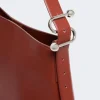 Leather S-buckle shopper bag - RUST