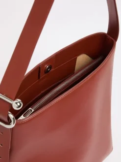 Leather S-buckle shopper bag - RUST
