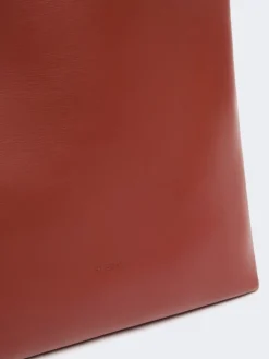 Leather S-buckle shopper bag - RUST