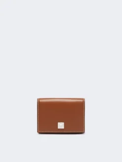 Leather tri-fold purse - AMBER BROWN