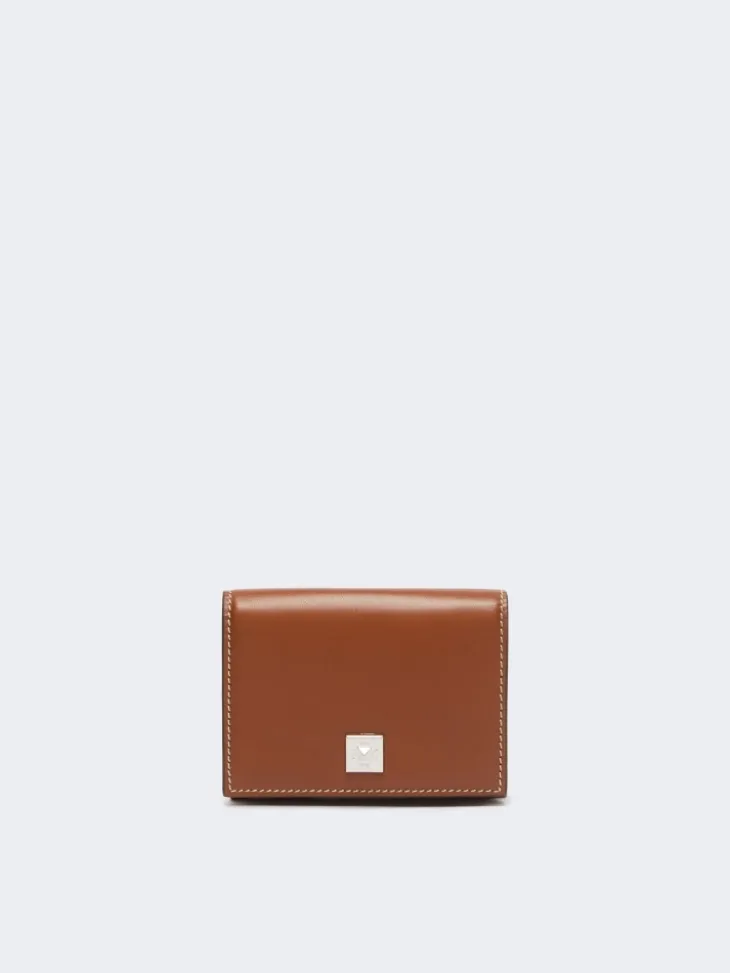 Leather tri-fold purse - AMBER BROWN