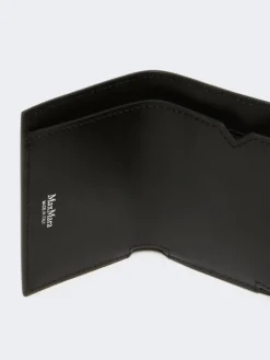 Leather tri-fold purse - BLACK