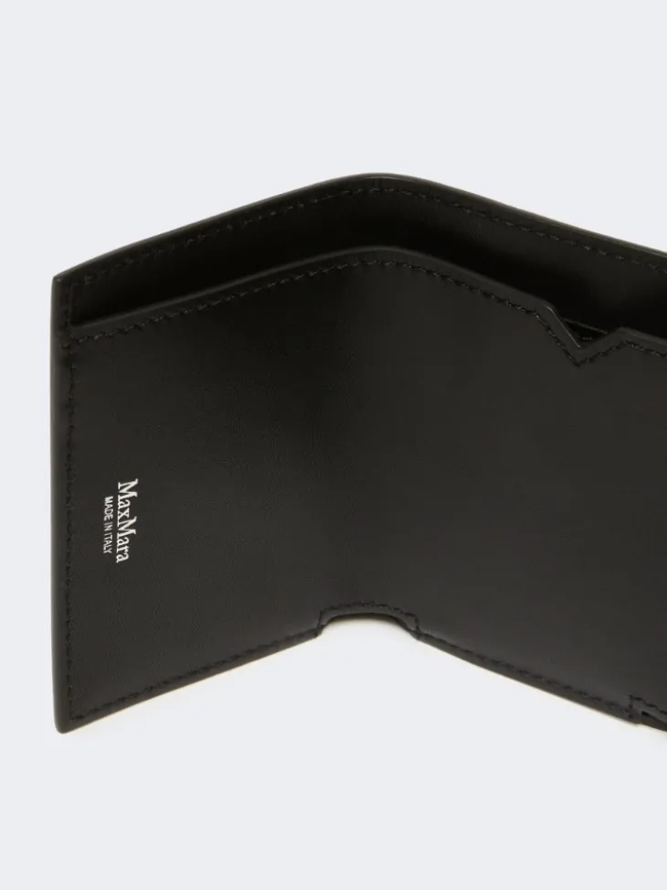Leather tri-fold purse - BLACK