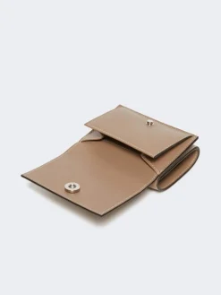 Leather tri-fold purse - MUD