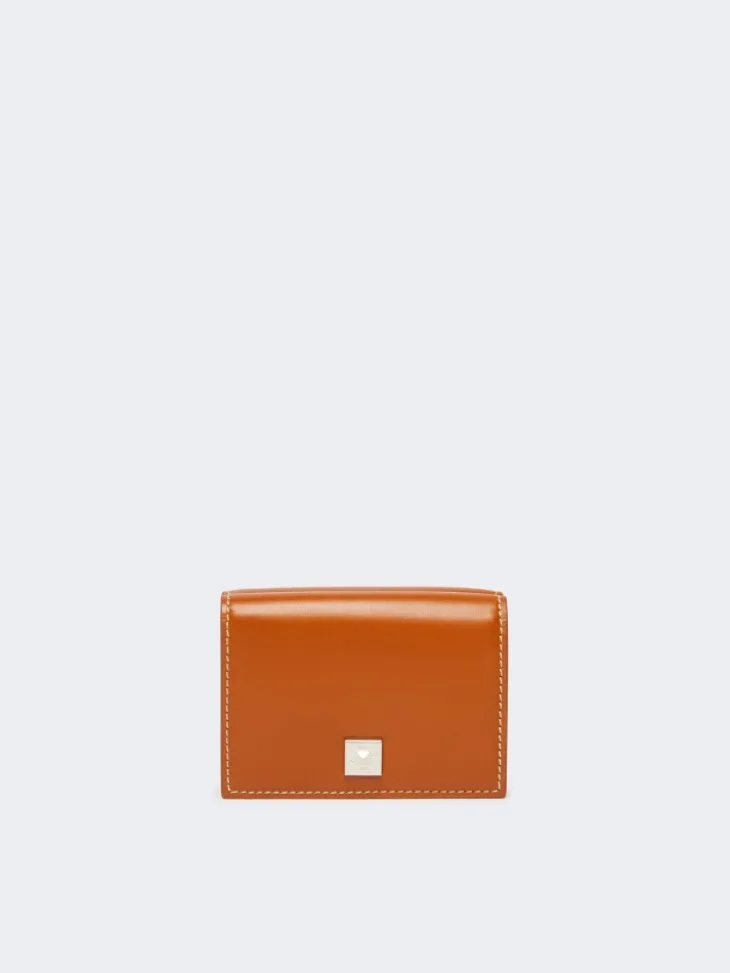 Leather tri-fold purse - RUST