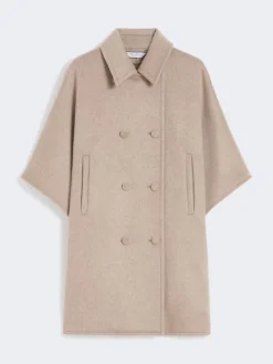 Lightweight cashmere broadcloth cape - TAWNY BRONZE BROWN