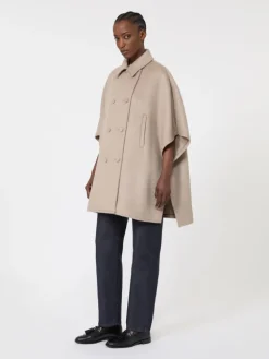 Lightweight cashmere broadcloth cape - TAWNY BRONZE BROWN