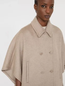 Lightweight cashmere broadcloth cape - TAWNY BRONZE BROWN