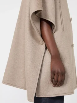 Lightweight cashmere broadcloth cape - TAWNY BRONZE BROWN