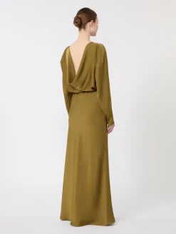 Lightweight satin dress - KAKI