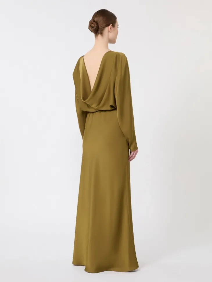 Lightweight satin dress - KAKI