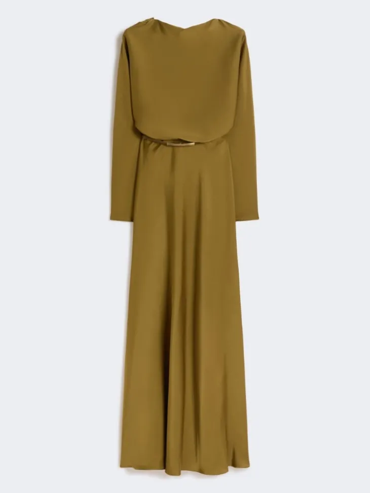 Lightweight satin dress - KAKI