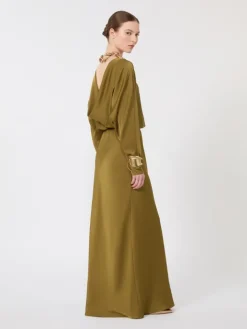 Lightweight satin dress - KAKI