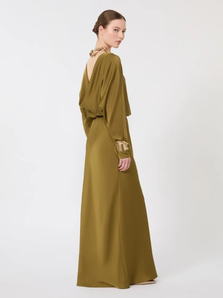 Lightweight satin dress - KAKI