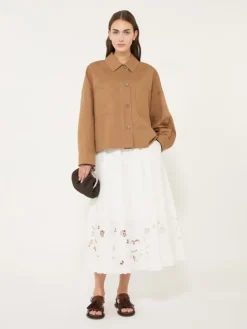 Linen and cotton basketweave oversize jacket - TOBACCO