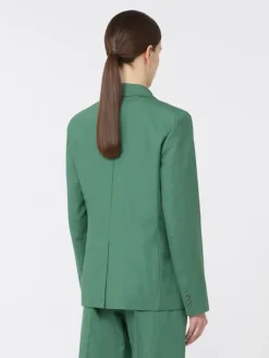 Linen and cotton canvas blazer - GREEN