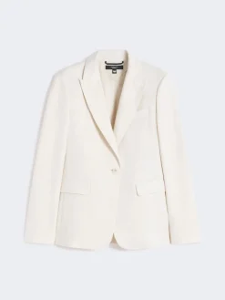 Linen and cotton canvas blazer - ECRU