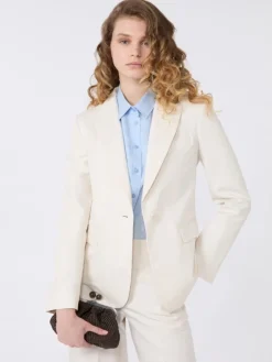 Linen and cotton canvas blazer - ECRU
