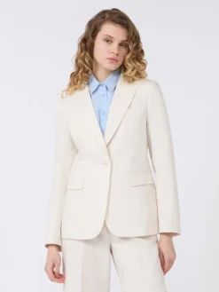 Linen and cotton canvas blazer - ECRU