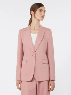Linen and cotton canvas blazer - ANTIQUE ROSE