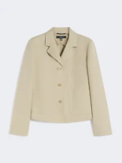 Linen and cotton canvas single-breasted jacket - SAND
