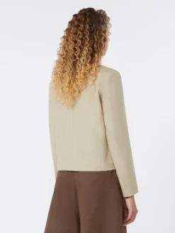 Linen and cotton canvas single-breasted jacket - SAND