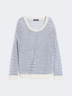 Linen and cotton yarn mesh jumper - LIGHT BLUE
