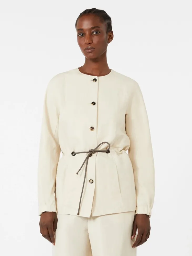 Linen and silk jacket - BEIGE
