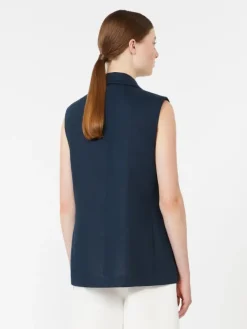 Linen basketweave gilet - MIDNIGHTBLUE