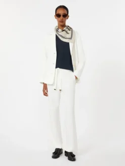 Linen basketweave trousers - WHITE