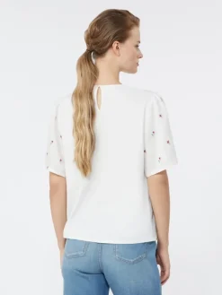 Linen canvas and stretch jersey top - WHITE