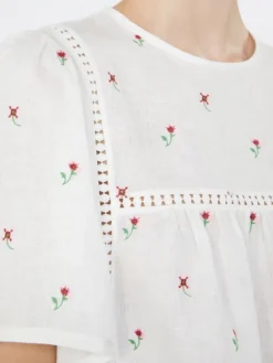 Linen canvas and stretch jersey top - WHITE