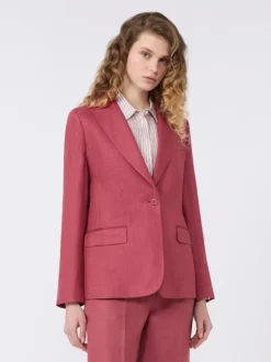 Linen canvas blazer - CHERRY