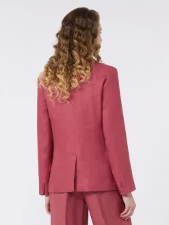 Linen canvas blazer - CHERRY