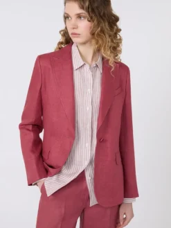 Linen canvas blazer - CHERRY