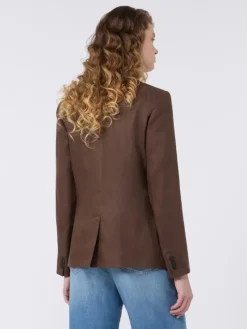Linen canvas blazer - CHOCOLATE