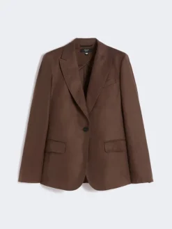 Linen canvas blazer - CHOCOLATE