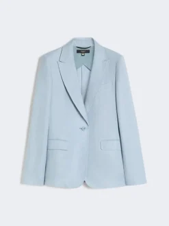 Linen canvas blazer - LIGHT BLUE