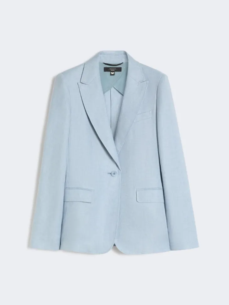 Linen canvas blazer - LIGHT BLUE