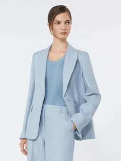 Linen canvas blazer - LIGHT BLUE
