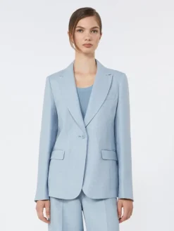 Linen canvas blazer - LIGHT BLUE
