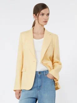 Linen canvas blazer - LIGHT YELLOW