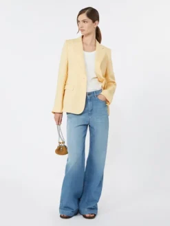 Linen canvas blazer - LIGHT YELLOW