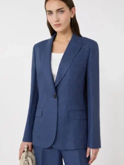 Linen canvas blazer - NAVY
