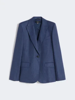 Linen canvas blazer - NAVY