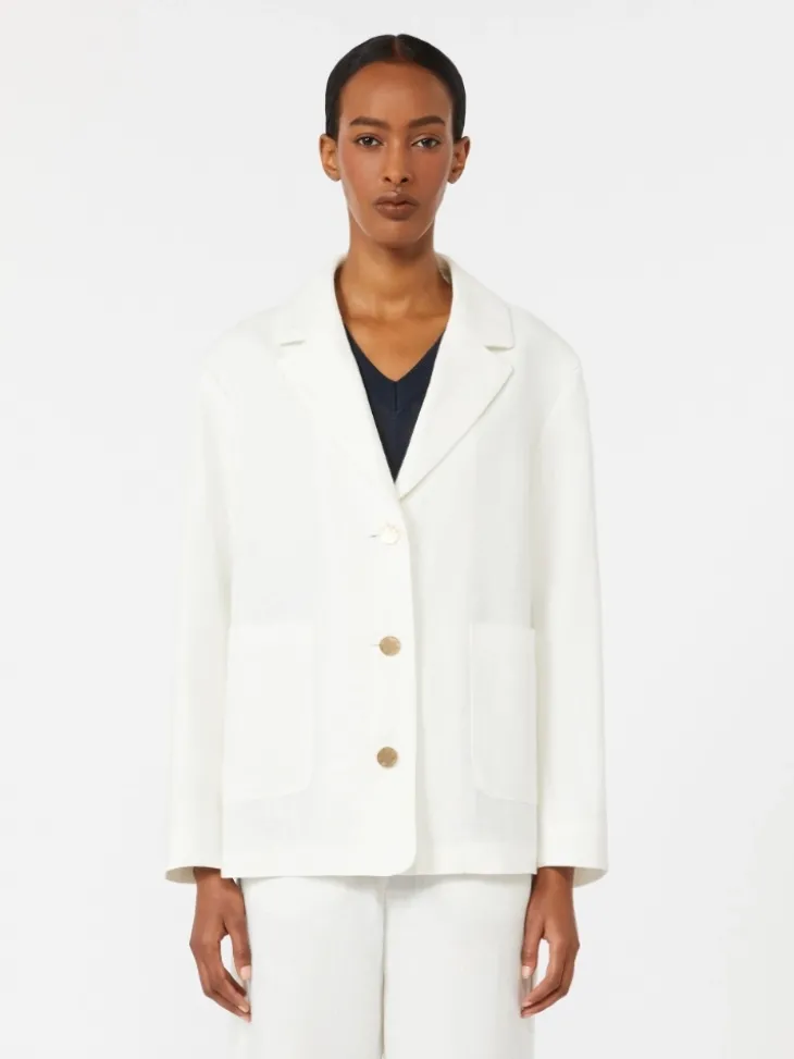 Linen canvas boxy jacket - WHITE