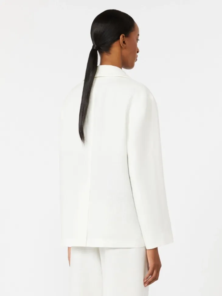 Linen canvas boxy jacket - WHITE