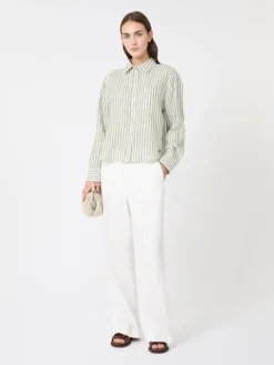 Linen canvas boxy shirt - KAKI