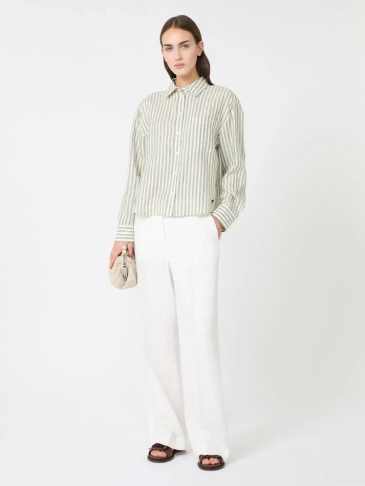Linen canvas boxy shirt - KAKI